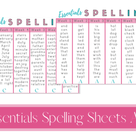 Essentials Spelling Lists, A/C